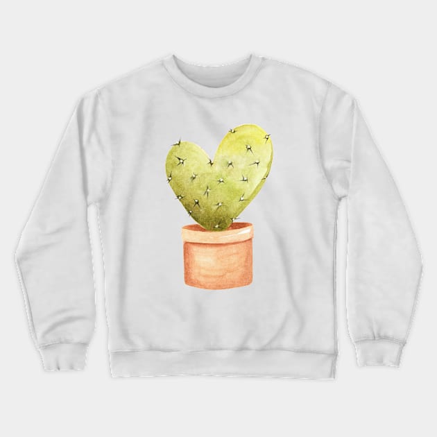 cactus heart watercolor Crewneck Sweatshirt by shoko